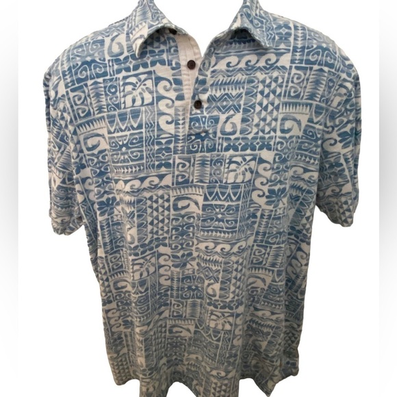 QUIKSILVER Waterman Collection Blue & White Hawaiian Collared Shirt Men XL - Picture 1 of 6